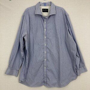 Robert Graham Blue Striped Modern Americana Long Sleeve Button Down 3XL Office‎